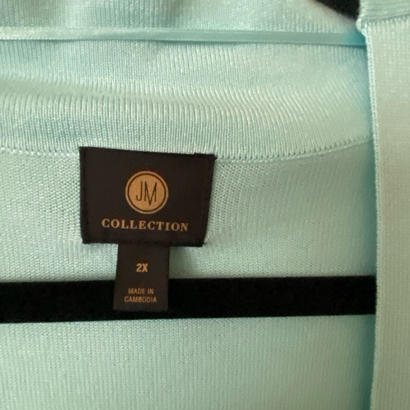 JM Collection Light Aqua Blue Knit Cardigan - Picture 3 of 5
